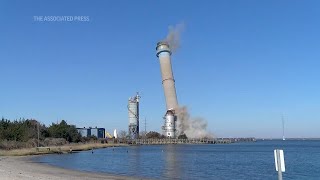 Former coalfired power plant demolished to make way for offshore wind electricity connection [upl. by Coffey]