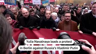 Yulia Navalnaya leads protest against Russias Putin in Berlin  REUTERS [upl. by Yennek255]