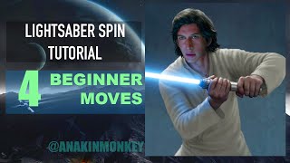 4 BEGINNER LIGHTSABER SPINS  TUTORIALSTEP BY STEP [upl. by Ennaeerb]