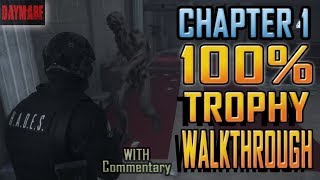 DAYMARE 1998  PS4 CHAPTER 1 Daymare 100 Trophy Walkthrough in 25 minutes [upl. by Ahseek]