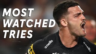 THE NRLS MOSTWATCHED TRIES IN 2023 [upl. by Nylorak765]