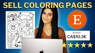 Create and Sell Printable COLORING PAGES on Etsy [upl. by Anaugahs]