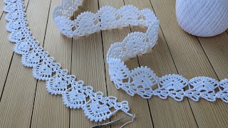 КРУЖЕВО КРЮЧКОМ простое ВЯЗАНИЕ для начинающих КАЙМА схема узора Easy to Crochet Tape Lace pattern [upl. by Elawalo]