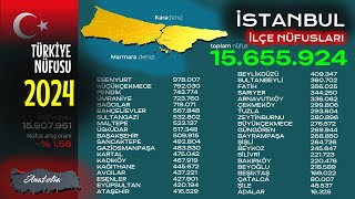 Türkiye Nüfusu 2024  Tüm İl ve İlçe Nüfusları [upl. by Pacifa]