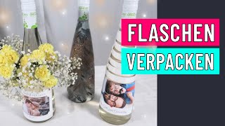 Flaschen originell verpacken  Bemalte GlitzerFlasche BlumenDeko [upl. by Teodorico]