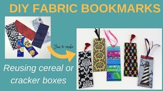 Make fabric bookmarks reusing cereal boxes no sewing [upl. by Denie]