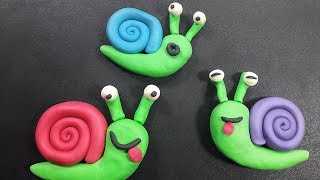 How to make snail clay modelling for kids Making colourful animal shapes from clay [upl. by Ahsertal]