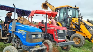 Jcb 3dx Eco Excellence Machine Loading Red Mud In Mahindra and Sonalika Tractor  Jcb Tractor Video [upl. by Idleman189]