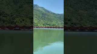 Floating huts at Tehri tehri lake uttarakhand pahad india shorts music love beauty tour [upl. by Dnumsed]