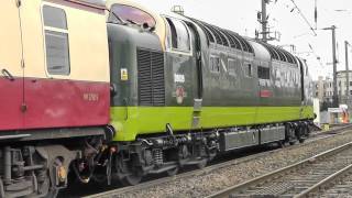 The Elizabethan Railtour 1Z55 at Newcastle Central Station Deltic D9009 Alycidon 25th July 2012m2ts [upl. by Anomas598]