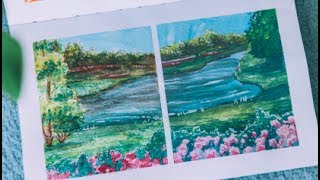 Gouache vs Watercolor Side by Side Comparison [upl. by Richey]