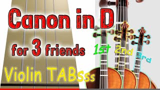 Canon in D  Pachelbel  Violin Trio  Play Along Tab Tutorial [upl. by Etat]