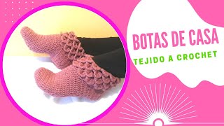 BOTAS de casa o pantuflas tejido a crochetganchillo para mujer [upl. by Nnyl320]