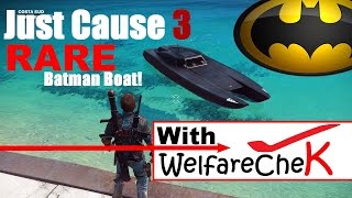 JUST CAUSE 3 How to get the RARE Batman Boat Squalo X7 Speedboat [upl. by Diego]