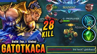 28 Kills  MANIAC Gatotkaca Brutal Damage Build  Build Top 1 Global Gatotkaca  MLBB [upl. by Otreblif]