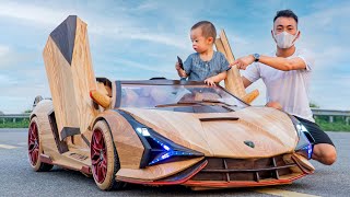 65 Days Build Lamborghini Sian Roadster For My Son  ND Woodworking Art [upl. by Aihsot]