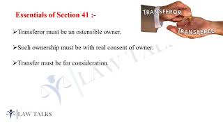 Transfer by Ostensible Owner Section 41 l Transfer of Property Act 1882 [upl. by Dorran]