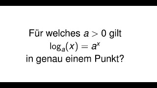 Für welche Basis und wo berühren sich Logarithmus und ihre Umkehrfunktion in genau einem Punkt [upl. by Gerdi738]