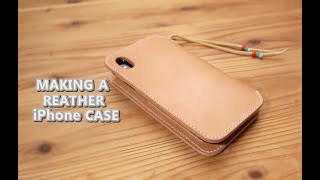 【レザークラフト】iPhoneケースの作り方（型紙付き）【Leather craft】Making a IPhone case [upl. by Nauqad]