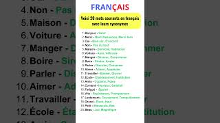 Voici 20 mots courants en français avec leurs synonymes français frances vocabulaire synonymes [upl. by Mahtal300]