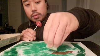 ASMR EATING STRAWBERRY LIPS LOLLIPOP amp PAINTING 🎨 [upl. by Asaeret43]