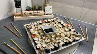 وداعا للمطاعم سوشي منزلي قمة في الذوق والشكل😍  Sushi recept makkelijk  Oum Imaan [upl. by Esiuqcaj]