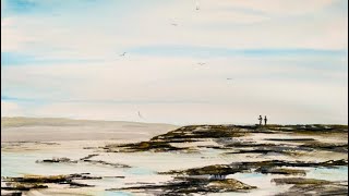 How To Paint A Rocky Beach In Watercolor Low Tide with Tide PoolsRock Pools in Watercolour [upl. by Lisette436]