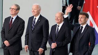 Biden reúnese com Scholz Macron e Starmer em Berlim [upl. by Daza]