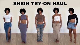 SHEIN TRYON HAUL  DENIM SKIRTS PANTS DRESSES AND CUTE SETS [upl. by Adeline911]