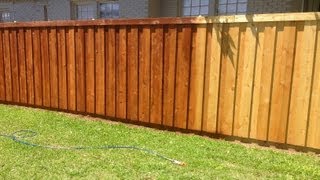 How we Stained our New Cedar Wood Fence [upl. by Ahsiruam]