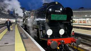 Clan Line 35028 at Waterloo with Class 47 on the back [upl. by Aelem]