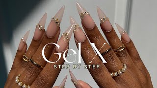 Elegant amp Simple Gel X Nails at Home  gel x nails tutorial [upl. by Gati854]