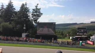 F1 Belgian Grand Prix 2016 start Kemmel Straight [upl. by Leake]