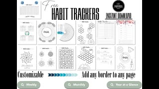 Planner Habit Tracking FREE Editable Customizable Trackers [upl. by Harpole991]