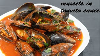 Mussels in Tomato Sauce Simple quick and one of the easiest Mussels Recipe [upl. by Arfihs]