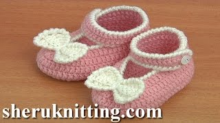 Crochet Bow BABY Shoes Part 2 of 2 [upl. by Nwahsad]