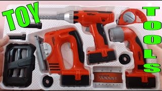 ToyToolSet Power tool toys Kid Friendly Fun Playing Black and Decker Toys [upl. by Ellenet]