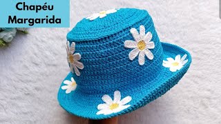 CHAPÉU MARGARIDA EM CROCHÊ  Bucket Hat Crochet  FÁCIL de fazer  TENDÊNCIA verão 2022 [upl. by Mainis]