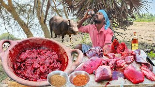 PORK BLOOD FRY  Traditional PORK Blood Recipe Cooking In Village  VILLAGE MAN COOKING [upl. by Berlin]