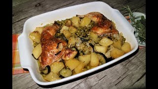 COSCE DI POLLO AL FORNO CON PATATE E PISELLI [upl. by Mall249]