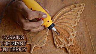 Carving The Giant Butterfly  Butterfly Carving  Carving Tutorial  DIY  Wood Carving MENT CRAFTS [upl. by Leandro]