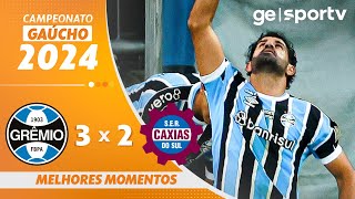 GRÊMIO 3 X 2 CAXIAS  MELHORES MOMENTOS  CAMPEONATO GAÚCHO  geglobo [upl. by Atteuqaj]