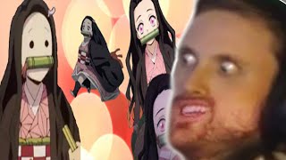 Forsen Reacts  Nezuko cute and funny moments [upl. by Yenruoc]