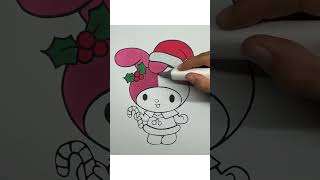 REVERSE Coloring My Melody Christmas reverse coloring coloringtime mymelody HolidaysWithYouTube [upl. by Harwill]