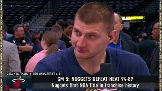 Nikola Jokic Joins GameTime Talks Winning NBA Title  2023 NBA Finals [upl. by Annohsed]