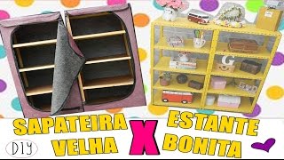 DIY Transfomando sapateiras velhas em estante ♥ [upl. by Aesoh]