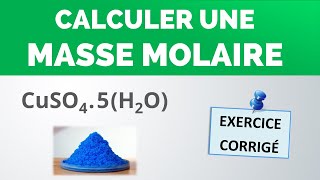 Calculer la MASSE MOLAIRE du sulfate de cuivre pentahydraté  PhysiqueChimie lycée [upl. by Wichman]