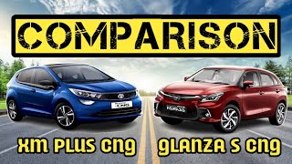 Toyota Glanza S CNG vs Tata Altroz XM PLUS CNG Comparison 2023Glanza S vs Altroz CNG 2023 [upl. by Dlanod120]