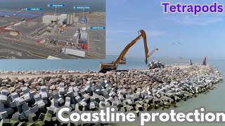 100000 Concrete tetrapods manufacturing and used as river training works [upl. by Benedick]