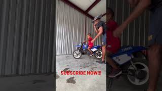 YAMAHA PW50 KIDS DIRTBIKE START UP WITH A 3 YEAR OLD🤣 [upl. by Novi]